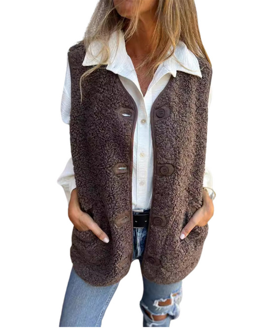 Bodywarmer Dames Gebreid met Knopen