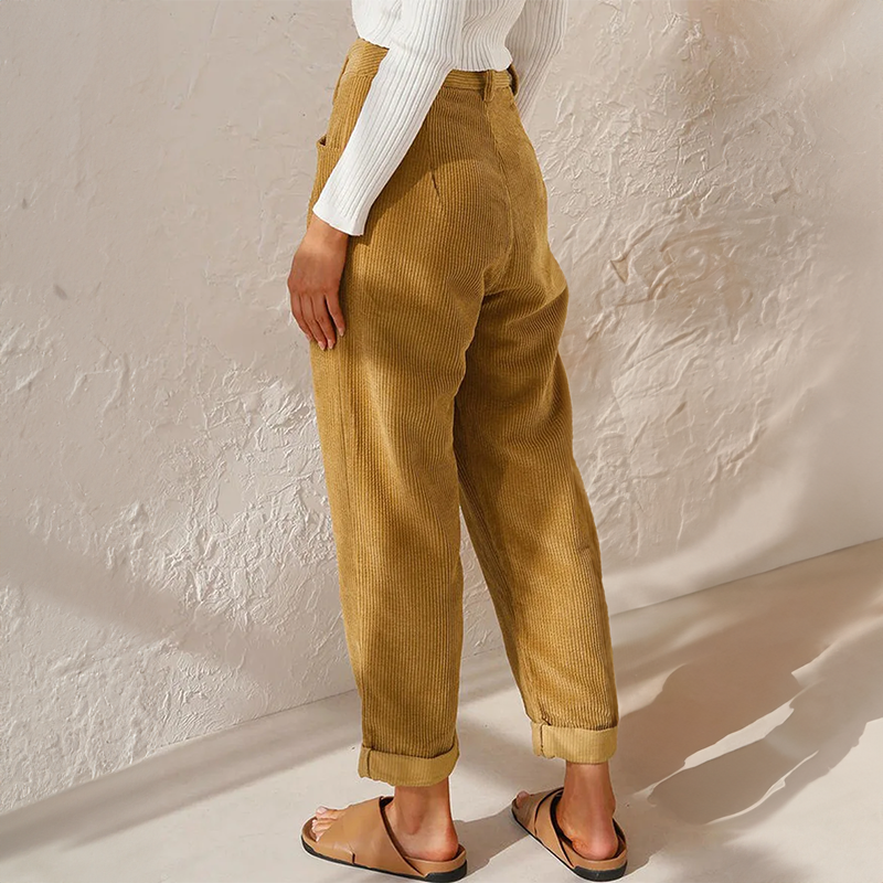 Corduroy Broek Dames Hoge Taille