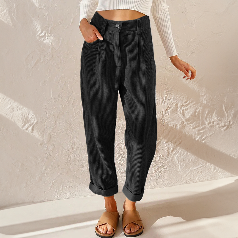 Corduroy Broek Dames Hoge Taille