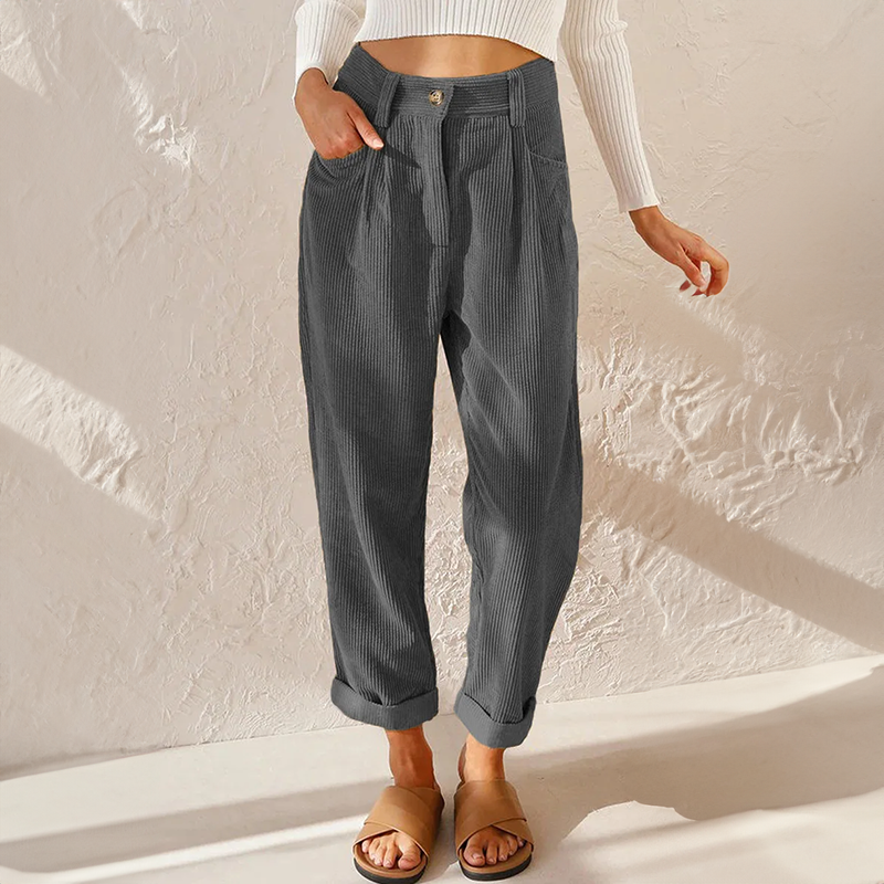Corduroy Broek Dames Hoge Taille