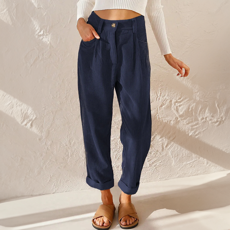 Corduroy Broek Dames Hoge Taille