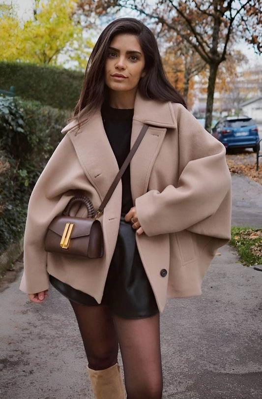 Wollen Jas Dames Oversized met Brede Revers