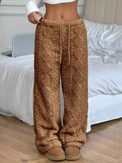 Pluche Broek Dames Jacquard Wijde Pasvorm