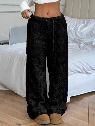 Pluche Broek Dames Jacquard Wijde Pasvorm