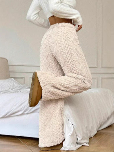 Pluche Broek Dames Jacquard Wijde Pasvorm