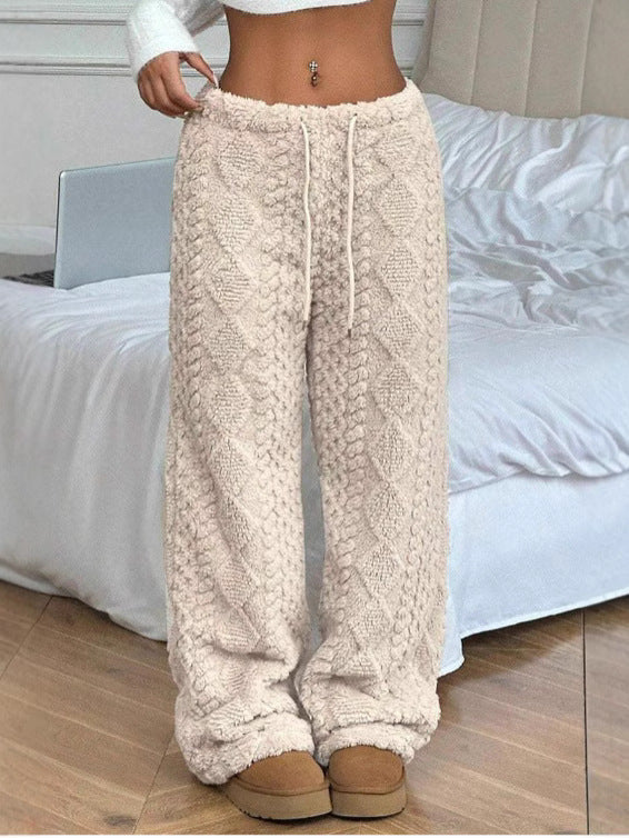 Pluche Broek Dames Jacquard Wijde Pasvorm