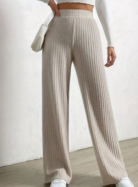 Gebreide Broek Dames met Wijde Pijpen