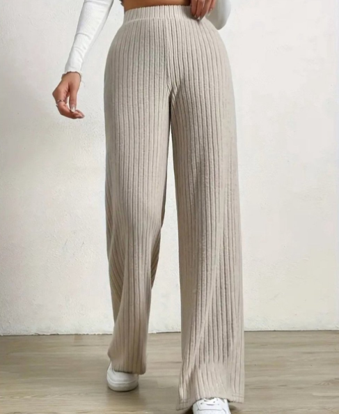 Gebreide Broek Dames met Wijde Pijpen
