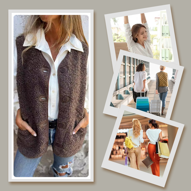 Bodywarmer Dames Gebreid met Knopen